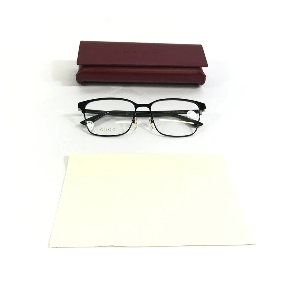 Gucci Eyeglasses Frames GG0756OA 001 Matte Black Rectangle Asian Fit 56-17-145